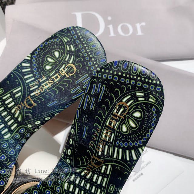 DIOR女鞋 迪奧2021專櫃新款磨砂新大底涼拖 Dior一字型刺繡平拖  naq1491